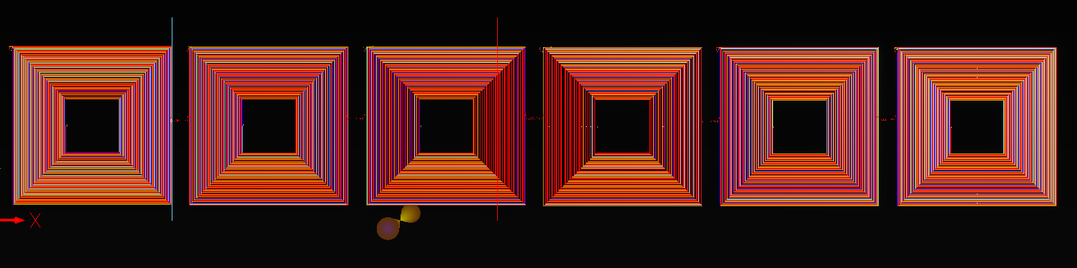 Six-coil PCB layout preview in Altium Designer