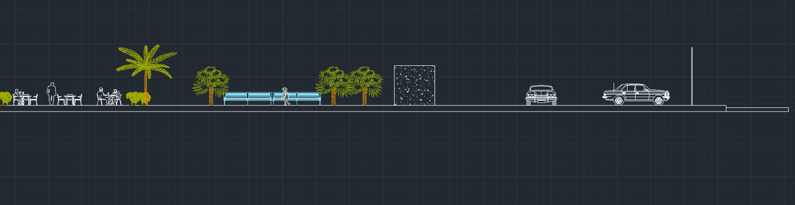 Street furniture and site section detail.