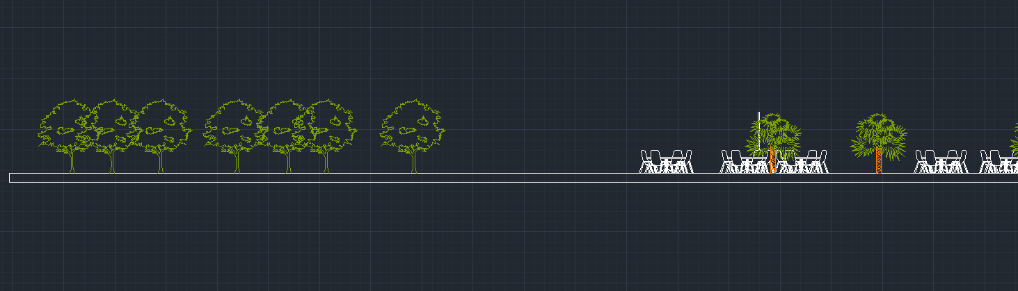 Landscape tree and seating section strip.