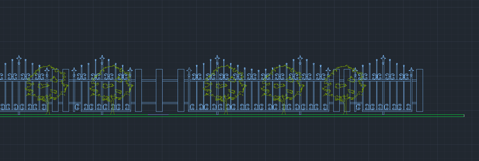 Fence and landscape boundary elevation.