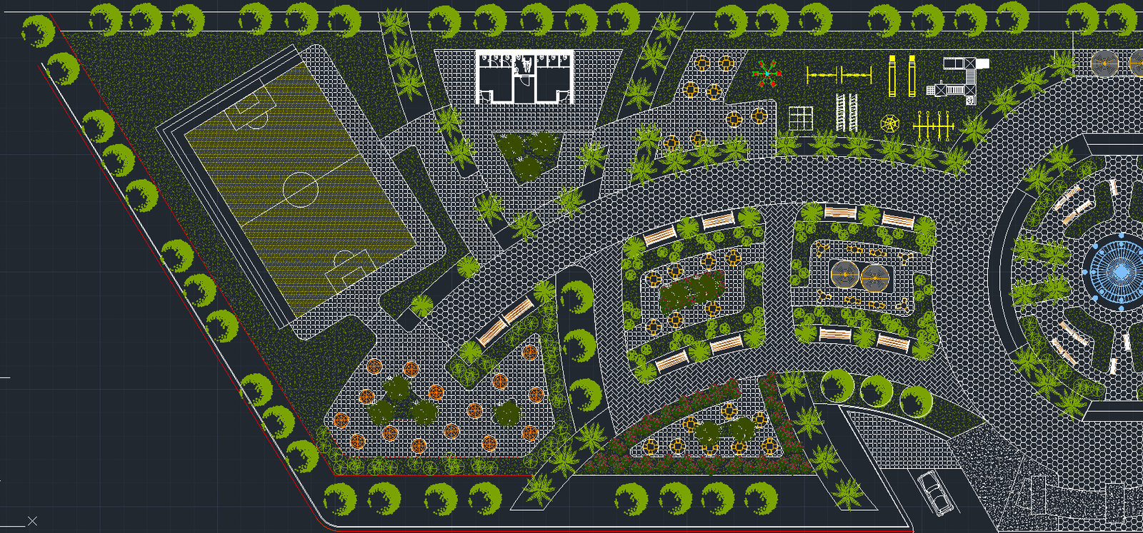 Sports and park zone master-plan detail.