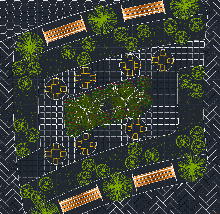 Pergola/seating garden detail.