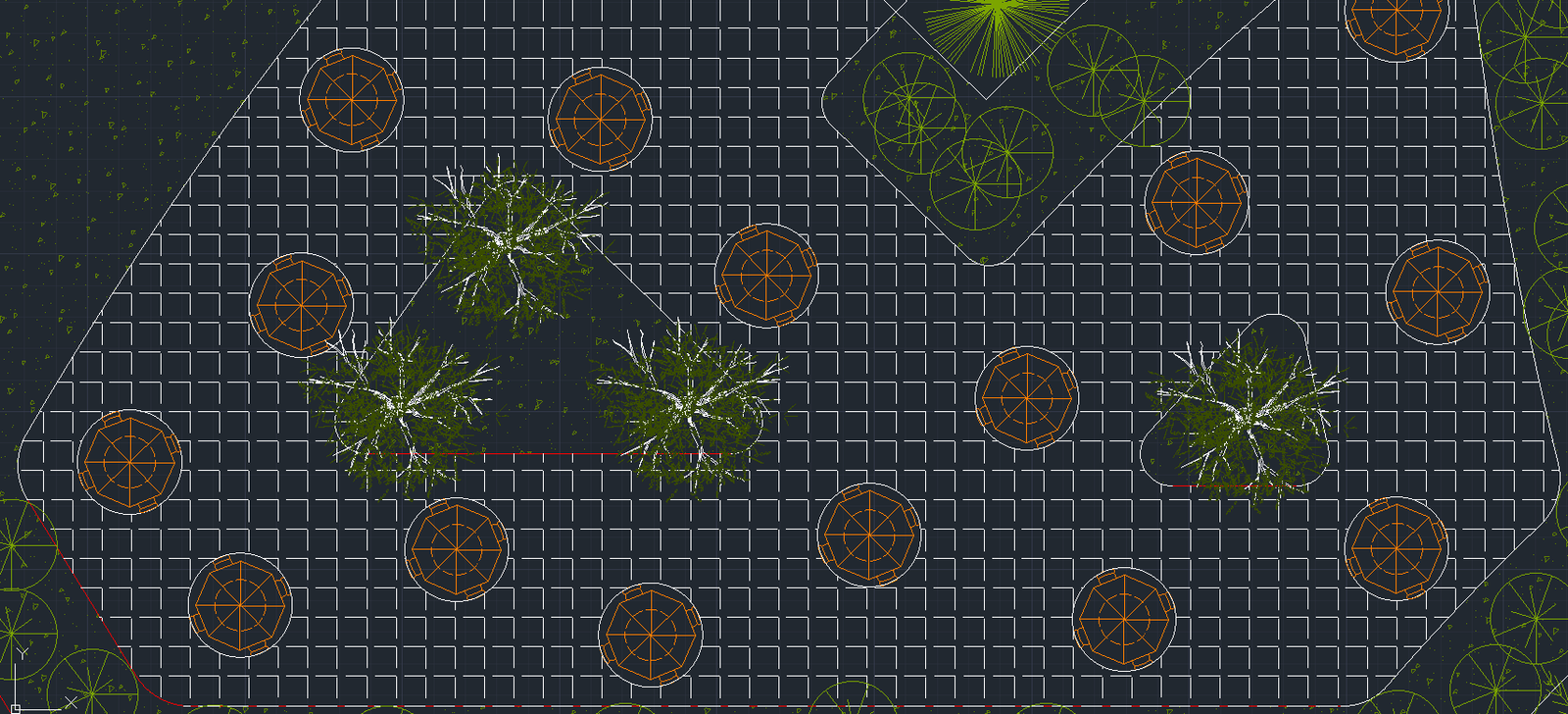 Tree and planting layout detail.