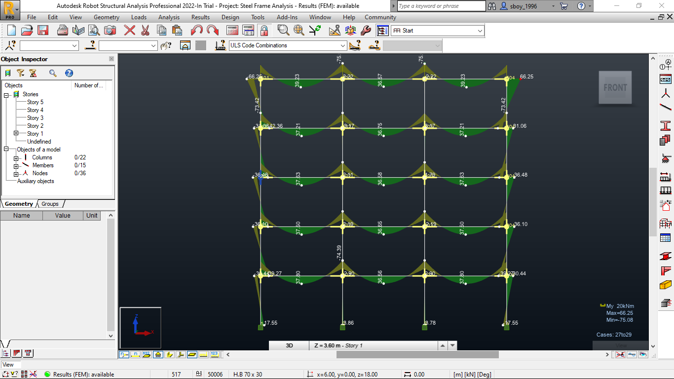 Autodesk Robot bending moment FEM result