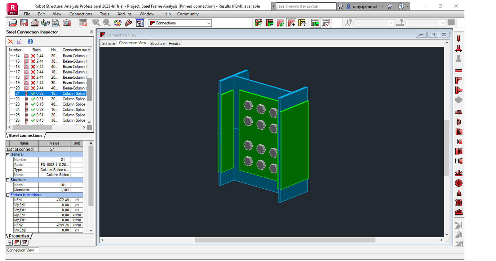 Autodesk Robot column splice and member check