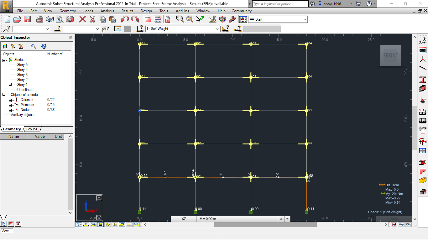 Autodesk Robot steel frame model setup