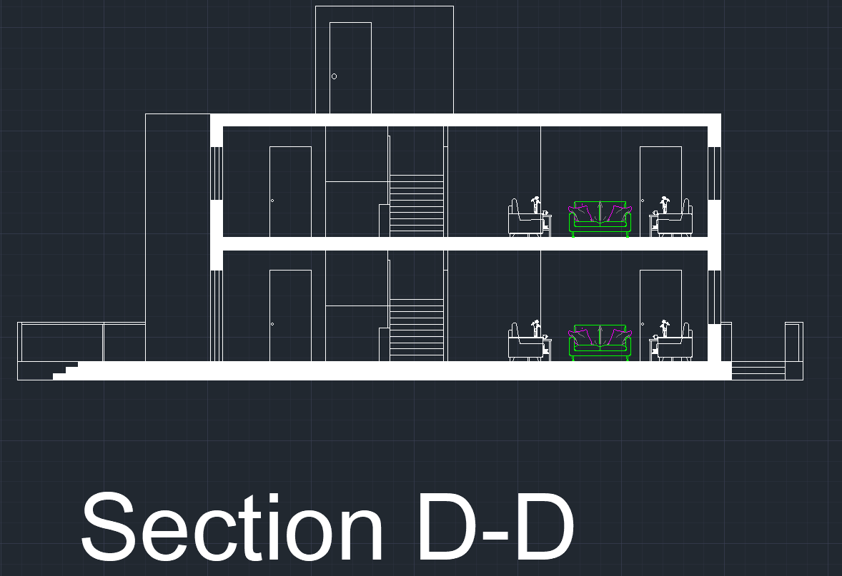 Section D-D through residential building.