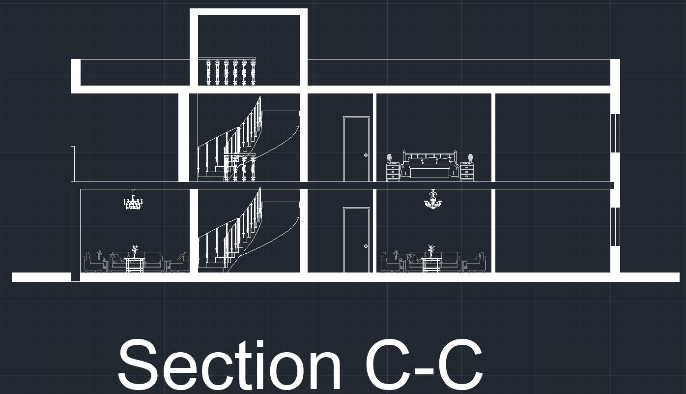 Section C-C interior and stair detail.