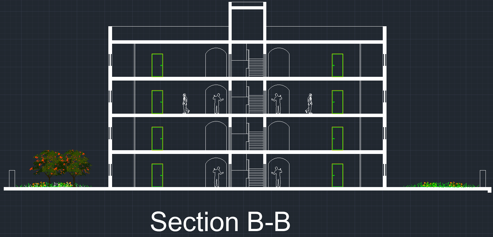 Section B-B through the building block.