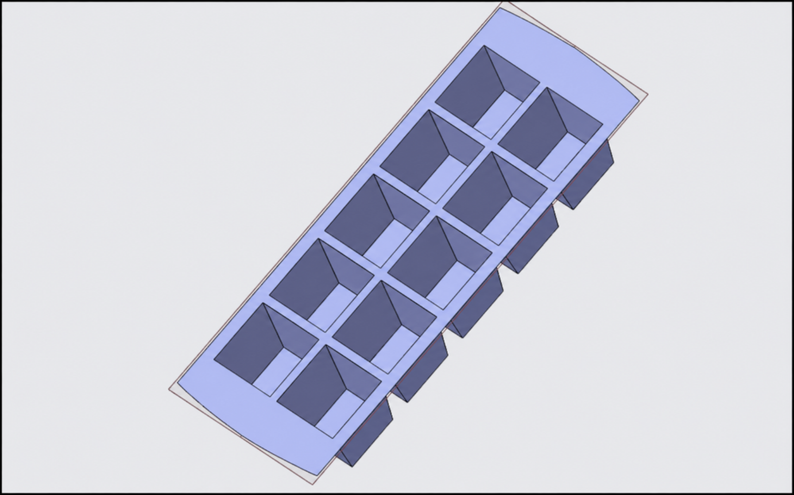 Ice tray visible surface with branding