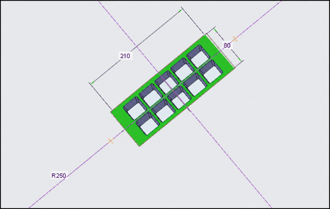 Projected 2D top surface