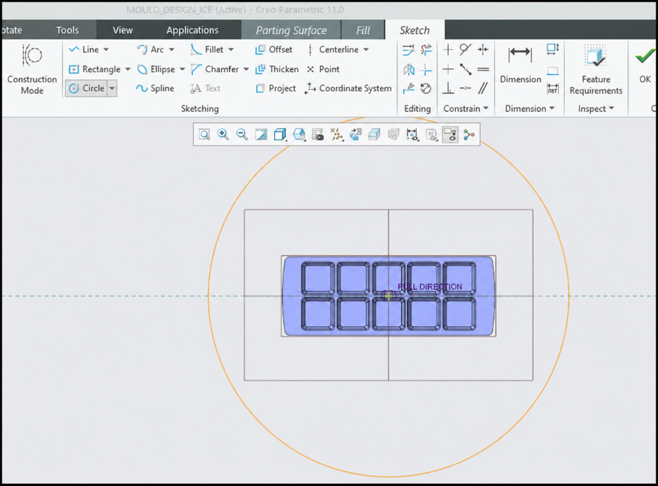 Parting line and surface layout