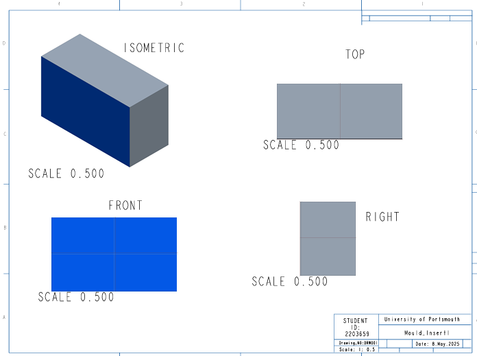 Unmachined mould insert drawing