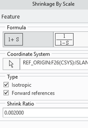 Shrinkage ratio setup