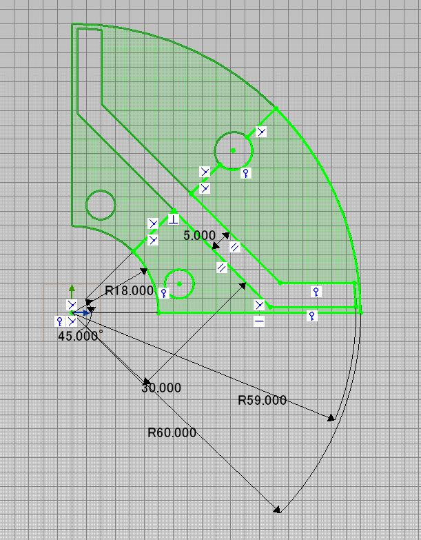 Annotated JMAG sector sketch with dimensions
