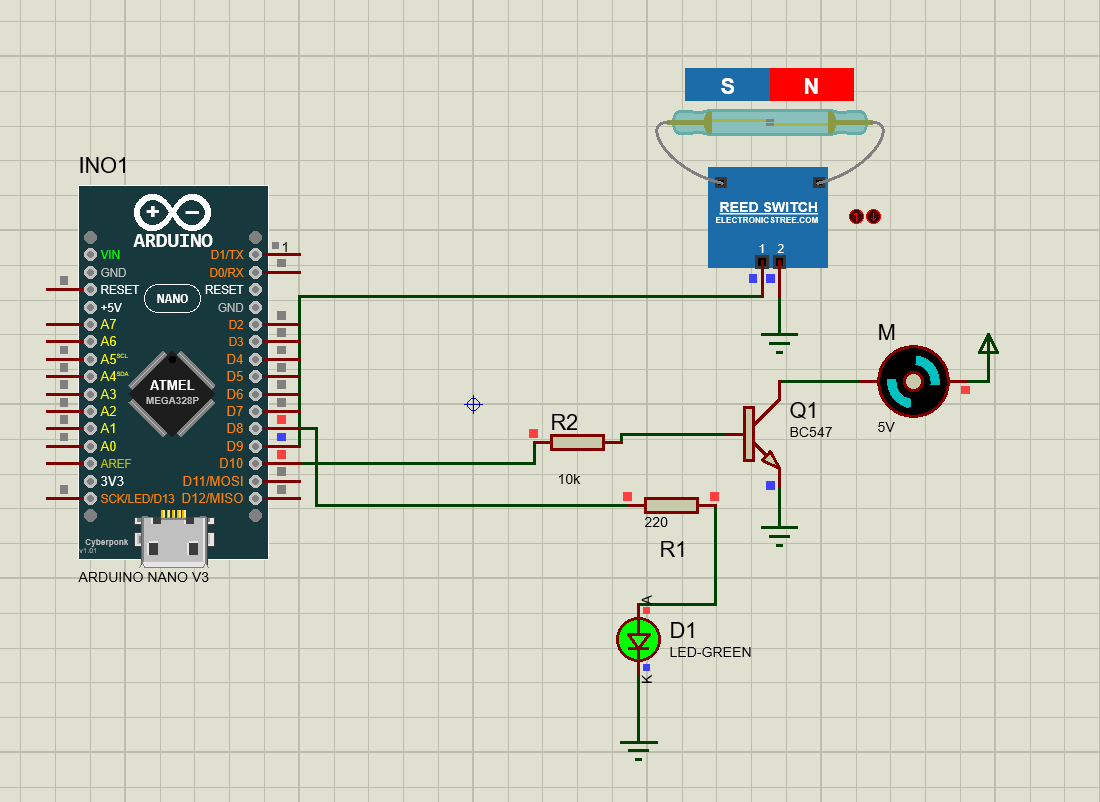 Proteus circuit with transistor driver