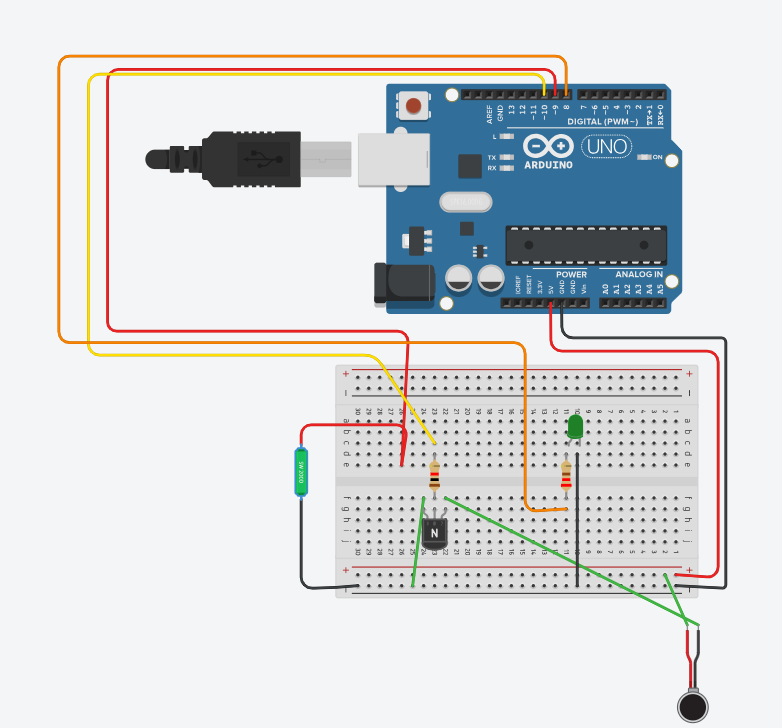 TinkerCAD simulation with outputs
