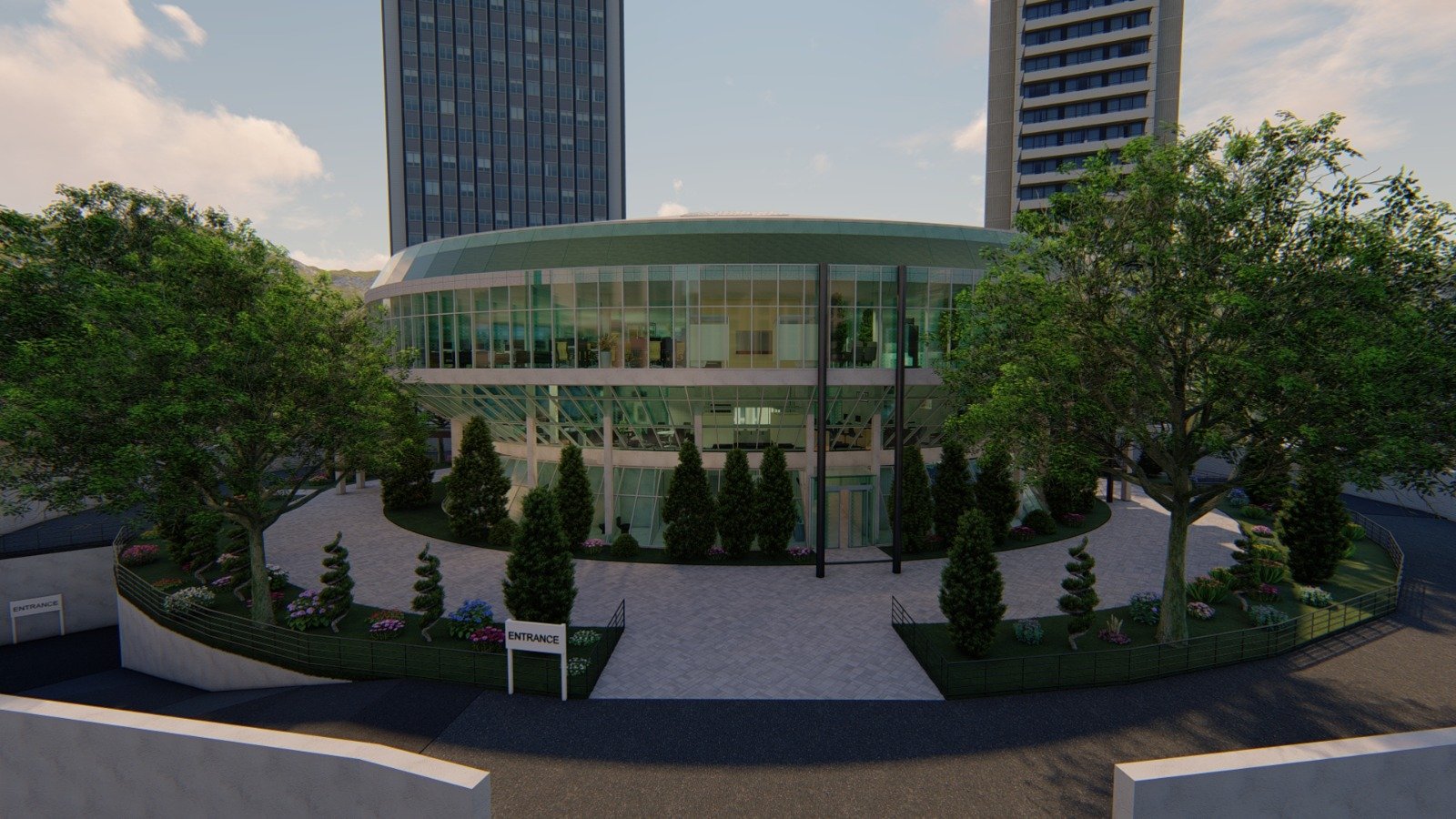 Curved facade street view