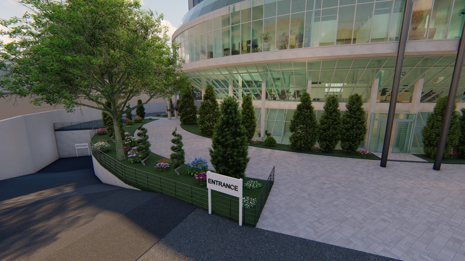 Glass facade columns