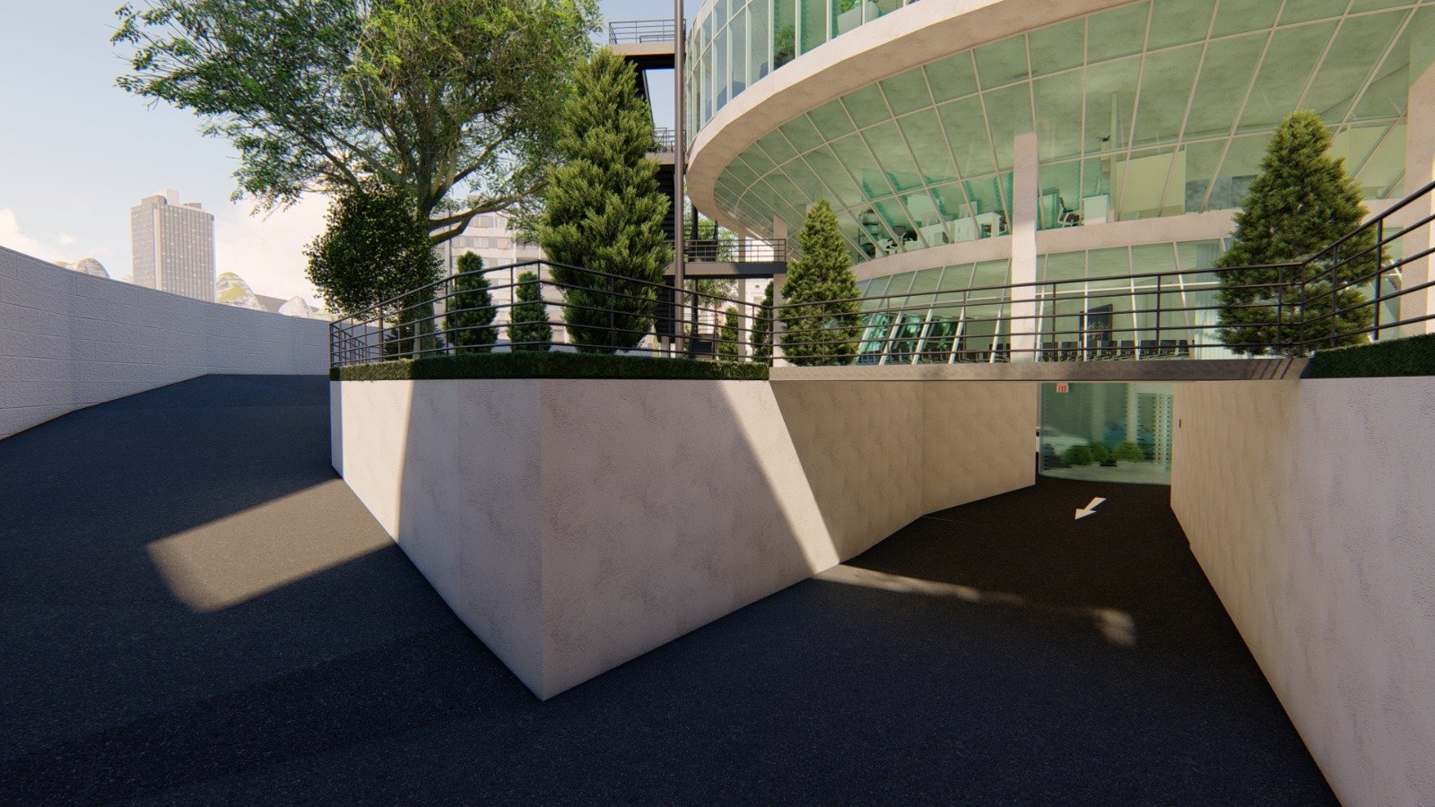 Ramp and retaining wall