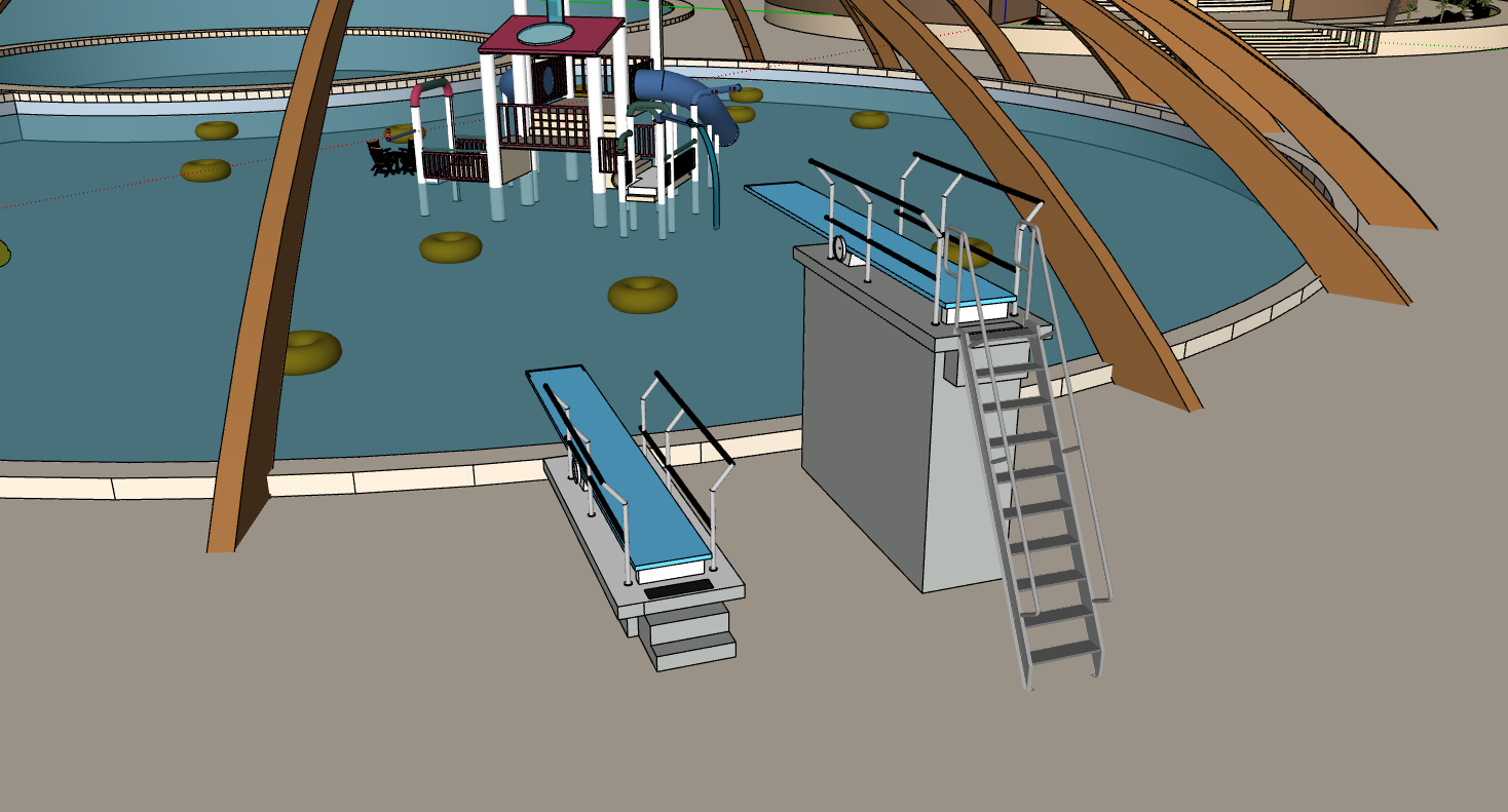 SketchUp water play equipment and platforms