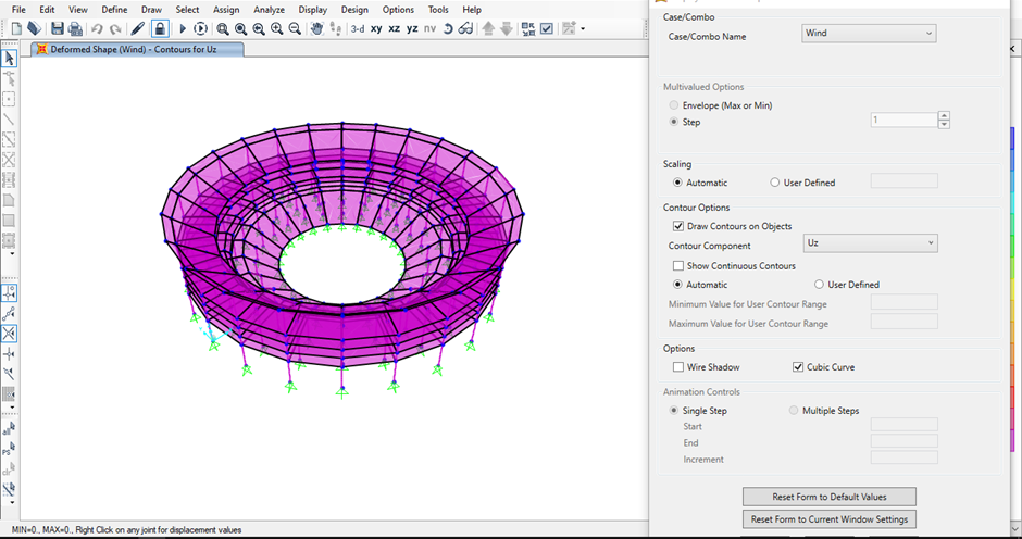 Wind load deformation contour